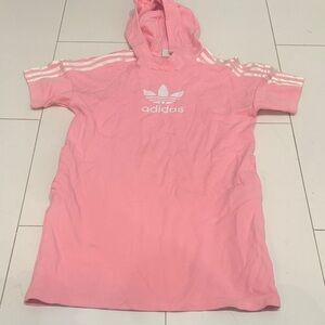 Adidas Pink Hooded Dress with White Accents 11/12Y